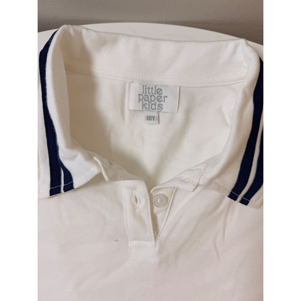 Little Paper Kids Polo Dress Kids Size 10Y White Excellent Shell Ice Cream - Picture 2 of 5